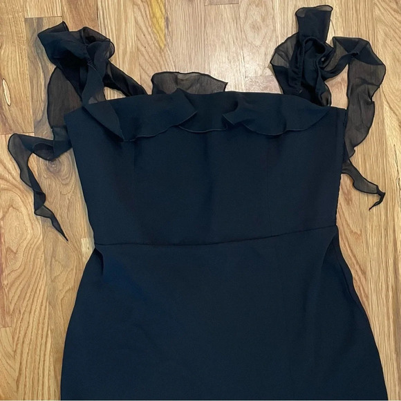 NWT Amanda Uprichard Black Copellia Midi Dress w/ Leg Slit Size XL - Picture 4 of 7